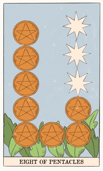 Осмица Пентакли (Eight of Pentacles) - Таро карта значение